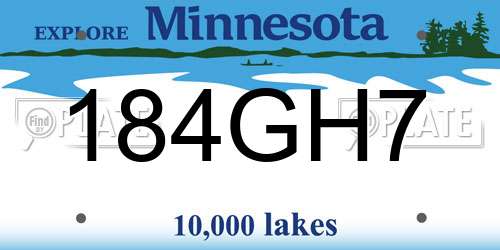 184GH7 Minnesota License Plate