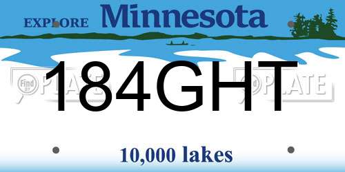 184GHT Minnesota License Plate