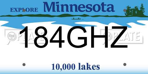 184GHZ Minnesota License Plate