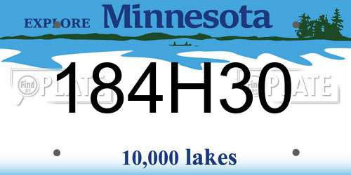184H30 Minnesota License Plate