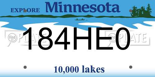 184HE0 Minnesota License Plate
