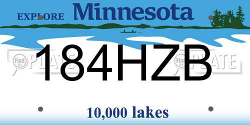 184HZB Minnesota License Plate