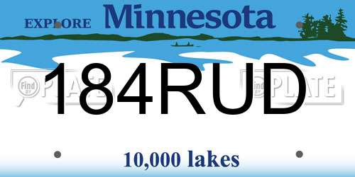 184RUD Minnesota License Plate