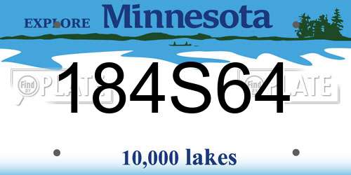 184S64 Minnesota License Plate