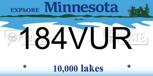184VUR Minnesota License Plate