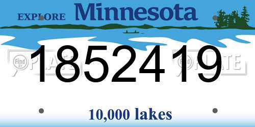 1852419 Minnesota License Plate