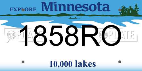 1858RO Minnesota License Plate