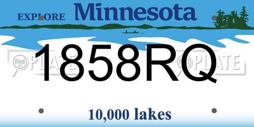 1858RQ Minnesota License Plate