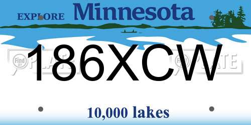 186XCW Minnesota License Plate