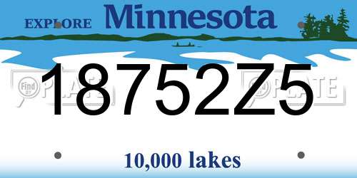 18752Z5 Minnesota License Plate