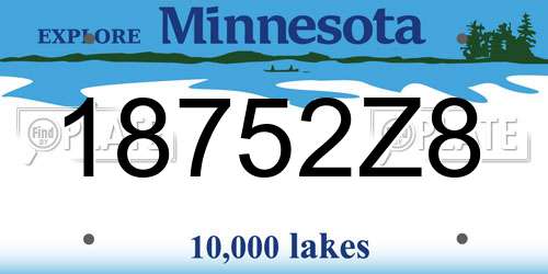 18752Z8 Minnesota License Plate