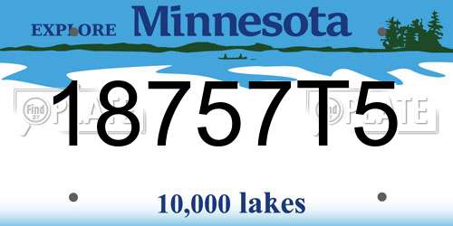 18757T5 Minnesota License Plate