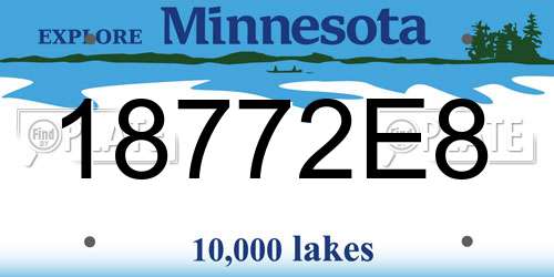 18772E8 Minnesota License Plate