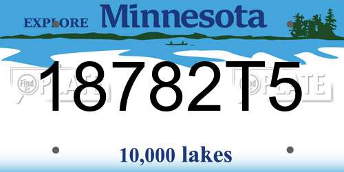 18782T5 Minnesota License Plate