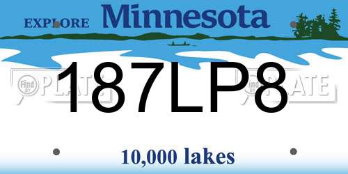 187LP8 Minnesota License Plate