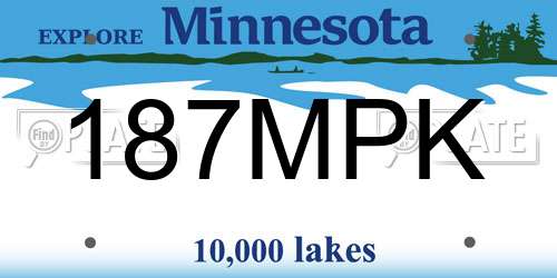 187MPK Minnesota License Plate