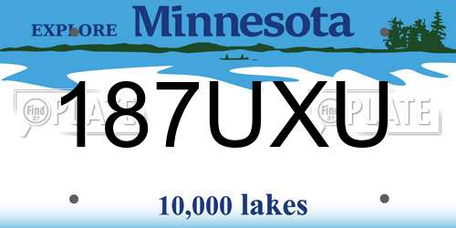 187UXU Minnesota License Plate