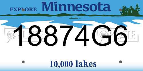 18874G6 Minnesota License Plate