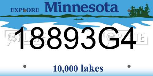 18893G4 Minnesota License Plate