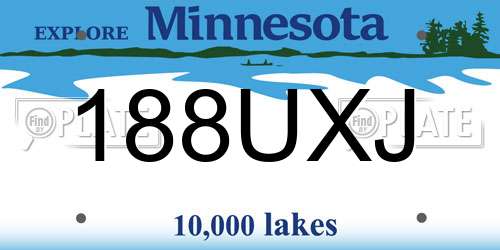 188UXJ Minnesota License Plate