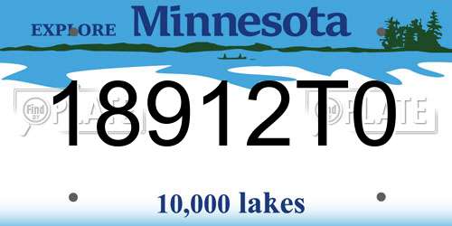 18912T0 Minnesota License Plate