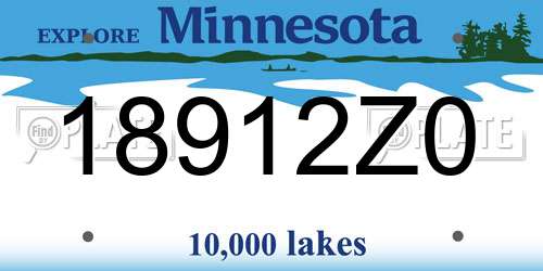 18912Z0 Minnesota License Plate