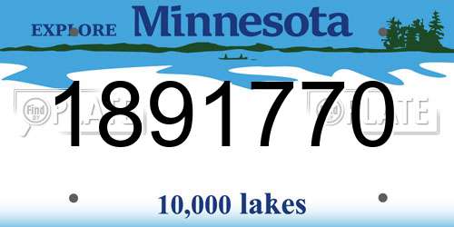 1891770 Minnesota License Plate