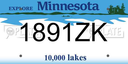 1891ZK Minnesota License Plate