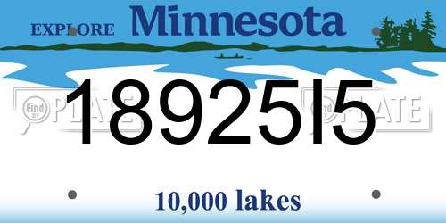 18925I5 Minnesota License Plate