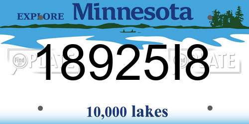 18925I8 Minnesota License Plate