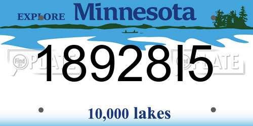 18928I5 Minnesota License Plate