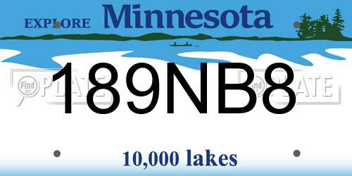 189NB8 Minnesota License Plate
