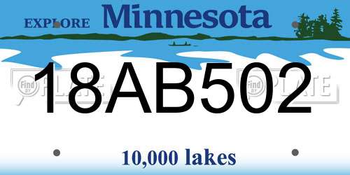 18AB502 Minnesota License Plate