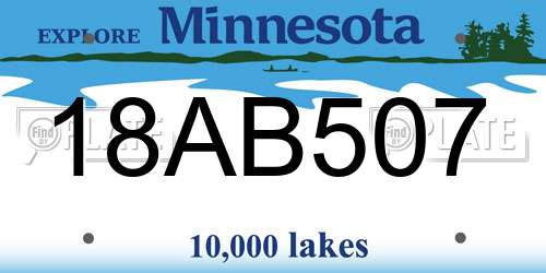 18AB507 Minnesota License Plate