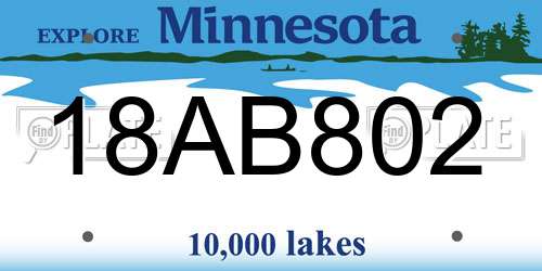 18AB802 Minnesota License Plate