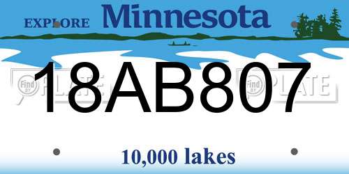 18AB807 Minnesota License Plate