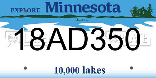 18AD350 Minnesota License Plate