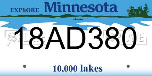 18AD380 Minnesota License Plate