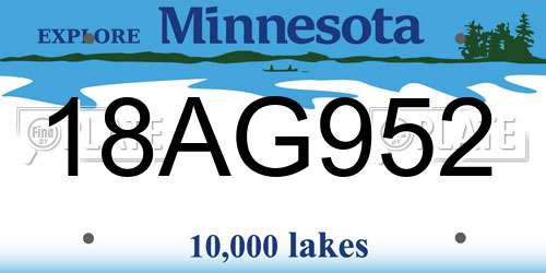 18AG952 Minnesota License Plate