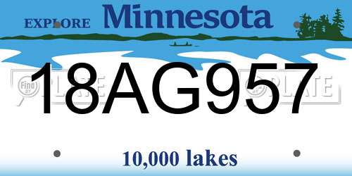18AG957 Minnesota License Plate