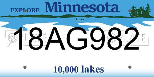 18AG982 Minnesota License Plate