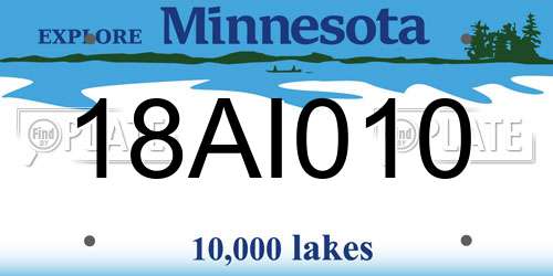 18AI010 Minnesota License Plate