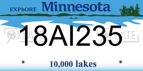 18AI235 Minnesota License Plate