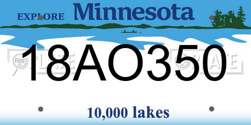 18AO350 Minnesota License Plate