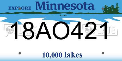 18AO421 Minnesota License Plate