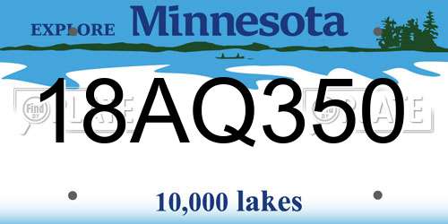18AQ350 Minnesota License Plate