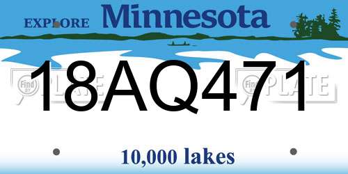 18AQ471 Minnesota License Plate