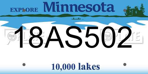 18AS502 Minnesota License Plate
