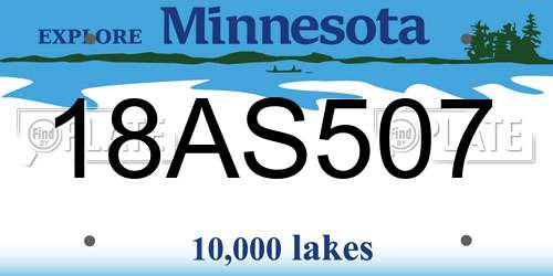 18AS507 Minnesota License Plate