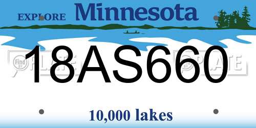 18AS660 Minnesota License Plate